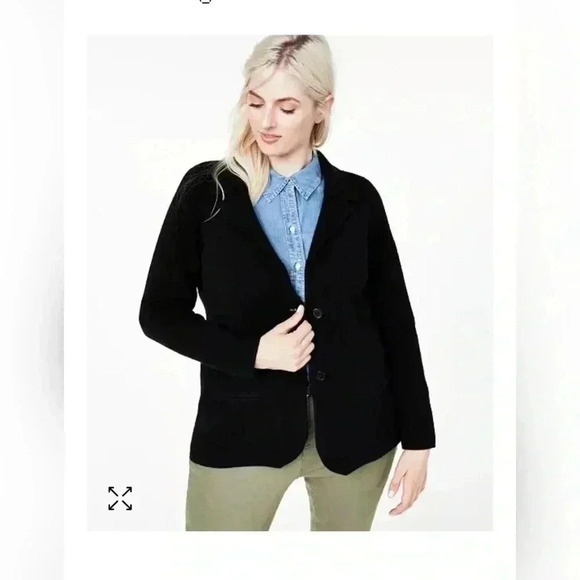 Charter Club Cashmere Black Cardigan With Leather Trim Size M - Picture 2 of 4